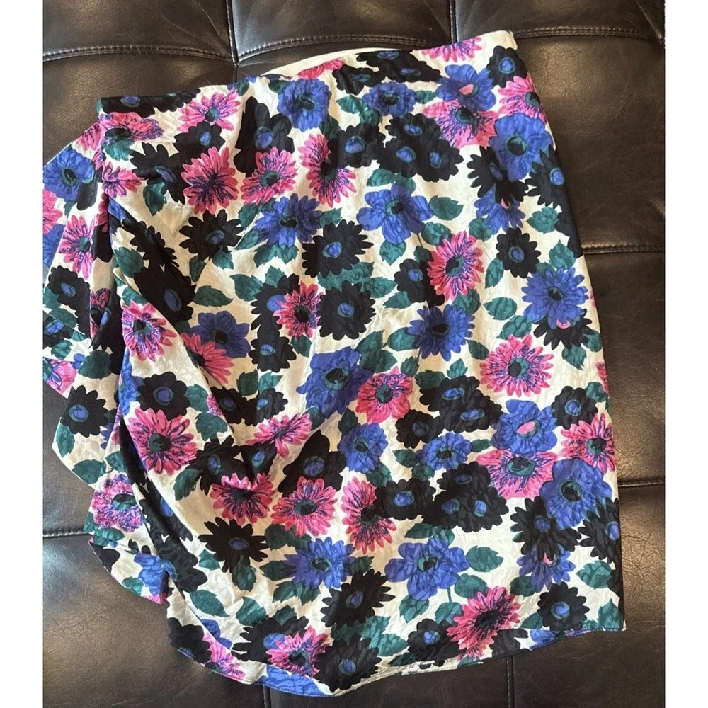 Veronica Beard Women Size 8‎ Ravello Floral Ruffle Ruched Skirt Silk Pink Multi